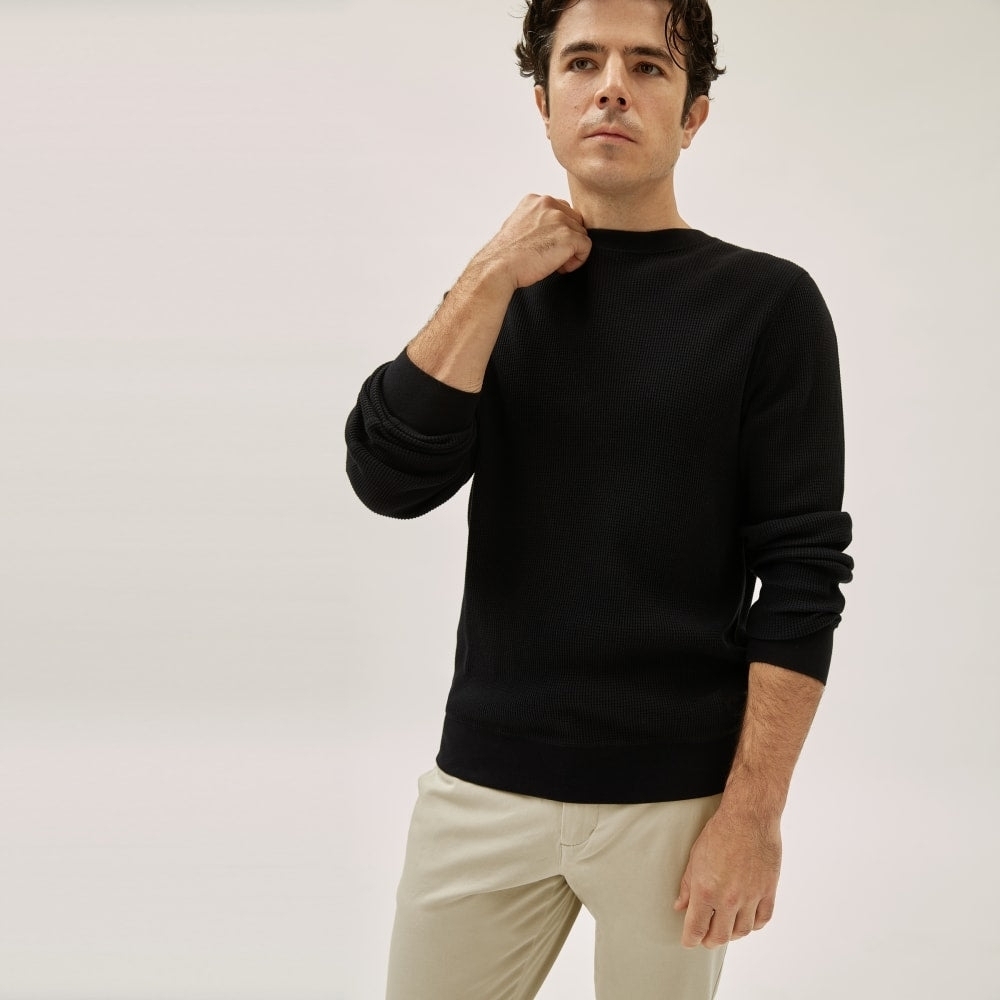 Everlane Men's Black Crewneck Waffle